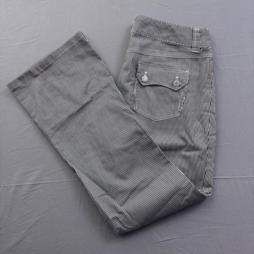 Michael Michael Kors Striped Flare Leg Pants Navy Blue White Size 8 Nautical Y2K
